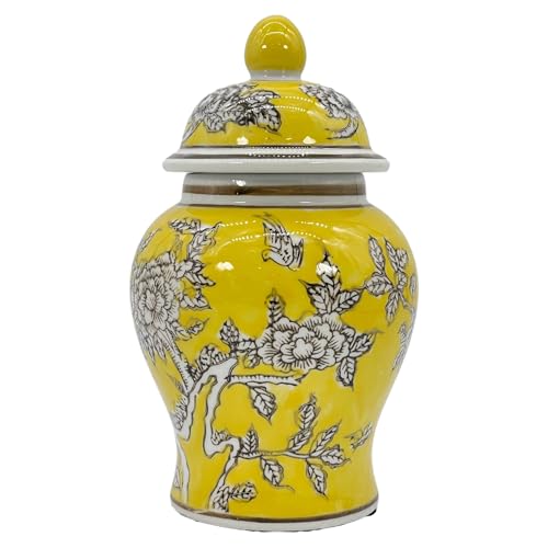 8" Ceramic Ginger Jar w/Lid - Classic Chinese Style Porcelain
