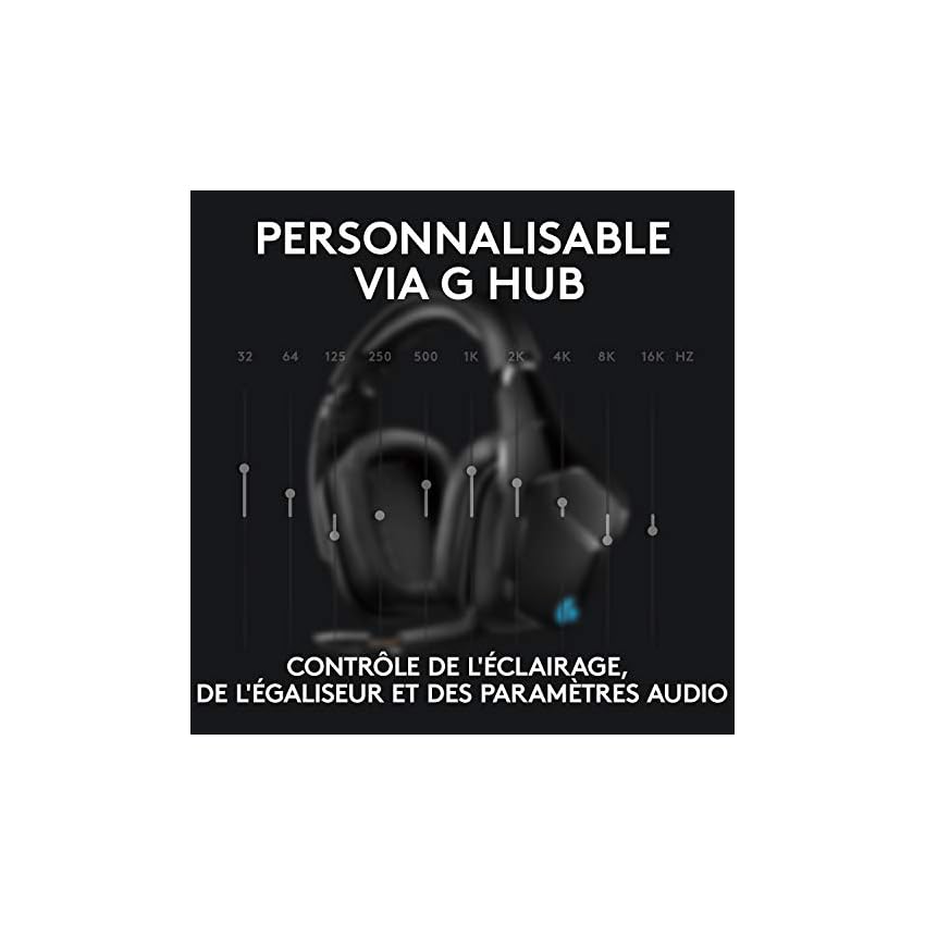 logitech g935 casque rvb de jeu sans fil , son surround 7.1, dts x 2.0, pilotes pro g 50 mm, 2,4 ghz, micro à bascule, pc/mac/ps4/nintendo switch noir