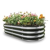 Gardmax Galvanized Raised Garden Bed, Lightweight Planter Boxes Outdoor with Easy Assembly, Large Garden Bed for Vegetables, Fruits, Flower Dark Grey
