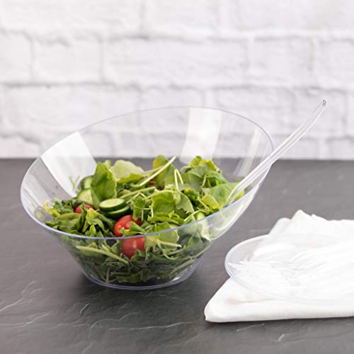 Clear Angled Angled Serving Bowls - Disposable Plastic Bowls, Bulk Case of 50 - Catering, Parties, Restaurant & Food Service by Bluesky Trading - Image 3
