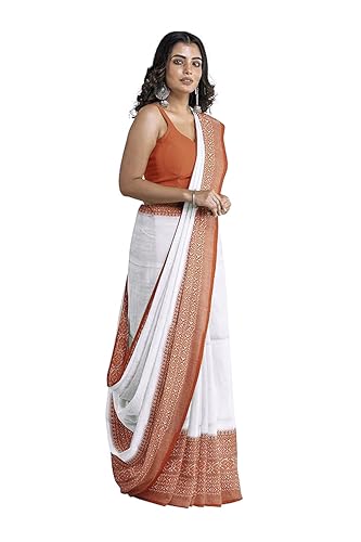 Image of eC ESHA'S COLLECTION Women's Cotton Blend Begumpuri Handloom Saree With Unstitched Running Blouse Piece