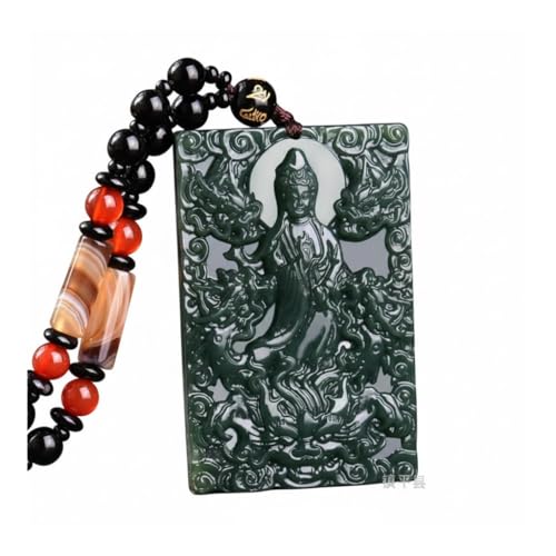 Collier Guanyin jade vert contre le stress, pendentif amulette de protection zen