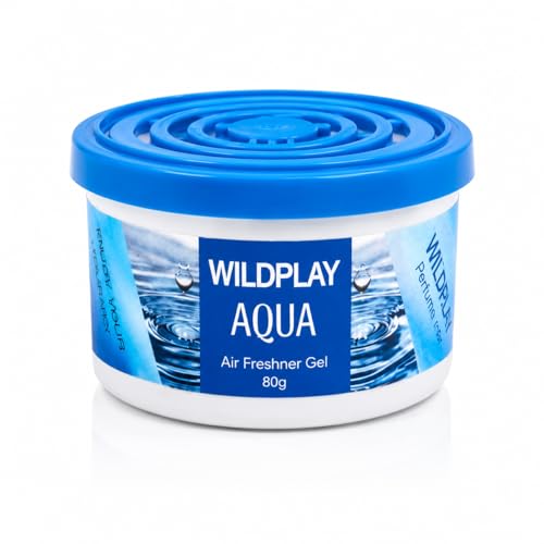 Image of Wildplay Aqua Car Gel Freshener 80g - Long Lasting Aqua Fragrance, Spill Proof Gel Air Freshener, Odor Eliminator, Dashboard Perfume for Fresh and Pleasant Car Interior