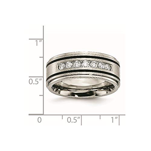 Titanium Polished/Brushed Enameled 1/2ct tw. Diamond 9mm Band Size 11 - Thumbnail 7