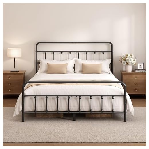 Chroark Queen Size Metal Bed Frame with Headboard and Footboard,Black