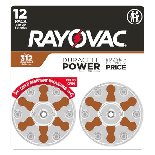 Rayovac Batterie per apparecchi acustici misura 312 (confezione da 12), batterie 312