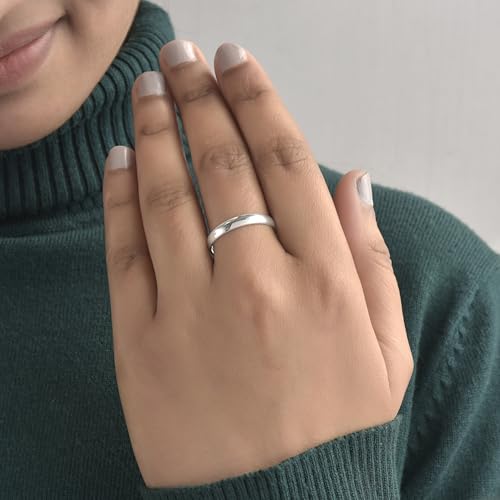 Image of 925 Sterling Silver Plain Band Ring for Men & Women | Pure Silver Unisex | Hallmarked Silver Ring for Daily Use | Gift for him her | Chandi Ring | Thumb Ring |Couple Rings