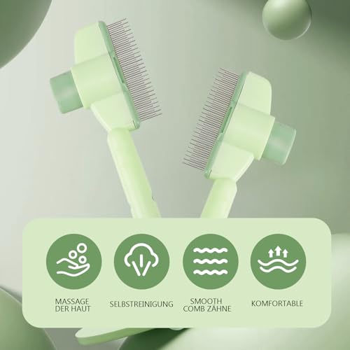 Katomi Bürste für katze, Katzenbürste für Fellbürste & Haustierpflege, Katzenkamm mit abgerundeten Metall Zinken zur sanften Pflege
