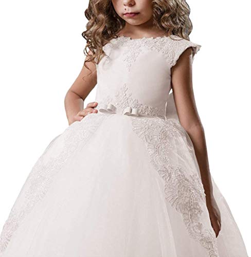 Luolanidi Flower Girl Dress Satin Lace Pageant Ball3