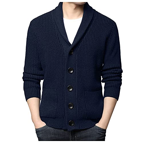 Chaqueta de lana hombre manga larga térmica y transpirable con botones grandes