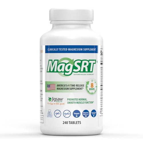 Jigsaw Health MagSRT | Magnesium Supplement with Vitamin B6 Folate & B12 | 240 Tablets | 60 Servings
