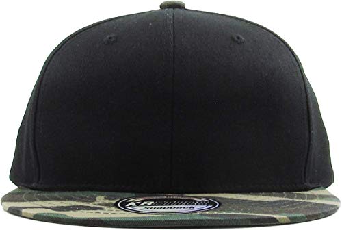 Image of KBETHOS Classic Snapback Hat Blank Cap Underbrim Cotton Wool Blend Flat Visor Adjustable Unisex