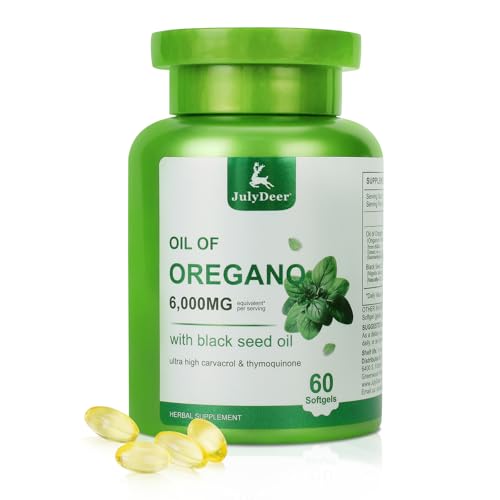 JulyDeer Oil of Oregano with Black Seed Oil, 2 in 1 Oregano