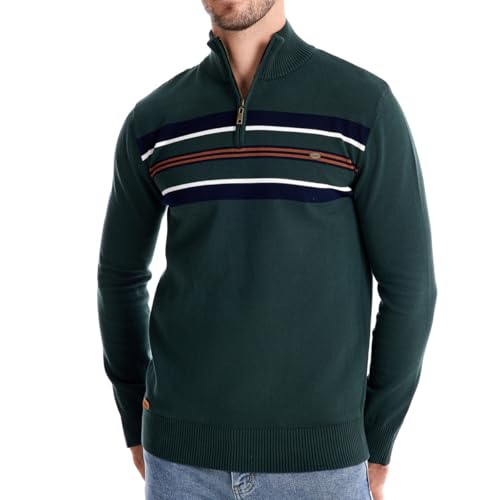 Men's Quarter Zip Sweater Mock Neck Pullover Strip Stand Collar Polo Sweater for Men3