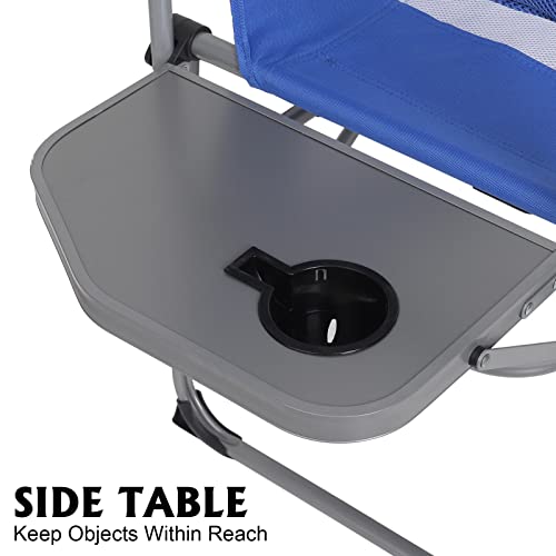 Kaboer Folding Camping Chair With Side Table, Heavy Duty Lawn Chair For Adults Portable Lightweight Directors Chair For Outside Camping, Lawn, Sports,Picnic And Fishing, Supports 300Lbs(Blue) #TOP3