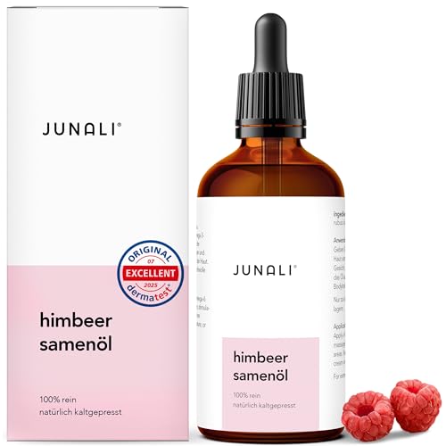 JUNALI® Olio di semi di lampone – 100% puro e spremuto a freddo – Olio naturale per la cura del viso, dei capelli e del corpo – anti-invecchiamento – 50 ml