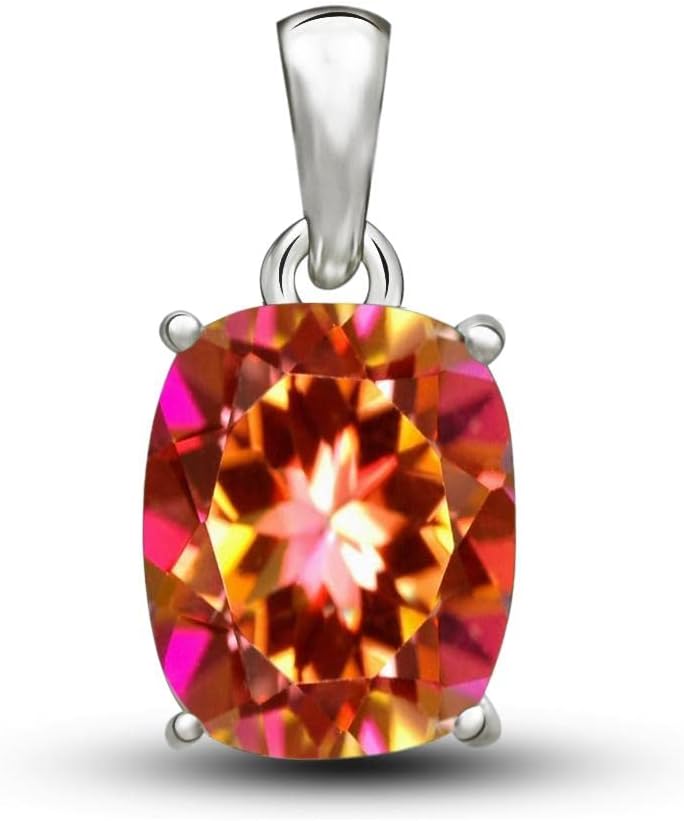 Beautiful 2.5ct Exoctic Ecstasy Topaz 925 Solid Sterling Silver Pendant 16mm