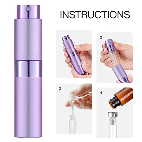 Image of 10ML Mini Perfume Atomizer Spray Bottle, Empty Refillable Glass Travel Cologne Sprayer for Men & Women with Refill Tools (Purple-1)