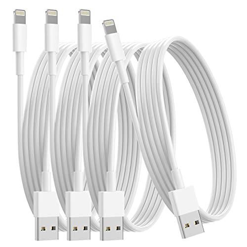 4 件装 [Apple MFi 认证] 1M Apple 充电线，3 英尺 Apple 认可 iPhone 充电器，原装 Lightning USB 线，适用于 iPhone 13/12/11/11Pro/11Max/ X/XS/XR/XS Max/8/ 7，iPad (白色的）