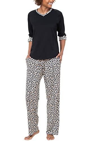 PajamaGram Womens Pajama Sets - Cotton Pajamas For Women, Leopard Print