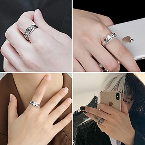Aidsotou Mens Vintage Open Rings Set Frog Snake Skull Cool Punk Goth Ring For Men Women Girls Adjustable (Silver-16 Pcs) #TOP4