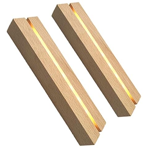 CDIYTOOL Wood Rectangle Display Pedestal, Led Lights Display Bases Crystal Wooden Lighted Stand Art Light Lamp Stand for Glass Display Pedestal Paperweighs Crystal Glass Resin Art (B: warm light, 2P) Cover
