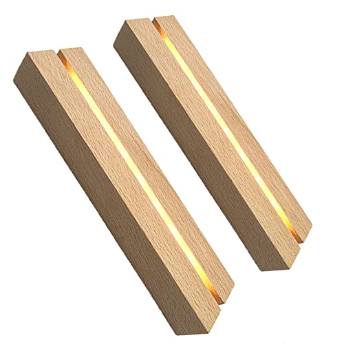 Cdiytool Wood Rectangle Display Pedestal, Led Lights Display Bases Crystal Wooden Lighted Stand Art Light Lamp Stand For Glass Display Pedestal Paperweighs Crystal Glass Resin Art (B: Warm Light, 2P) #TOP29