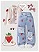GORGLITTER Girl's Baggy Jeans Denim Ripped High Waisted Butterfly Graphic Print Straight Wide Leg Cargo Joggers Pants Light Wash 7Y