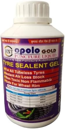 Opolo Gold Puncture Liquid Tubeless Tire Sealant 0.5 Liter Anti Puncture Auto Repair Liquid for Bike & Car | Tyre Sealant | Anti Puncture Liquid for Bike & Car Tyre Tubeless (Red Gold, 500 ML)