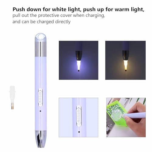 LED Rhinestone Painting Pen, Art Pen LED Diamond Painting Pen Tips and Storage Case with 6 Replacement Heads Diamond Art Accessories Tools for DIY Crafts - Thumbnail 2