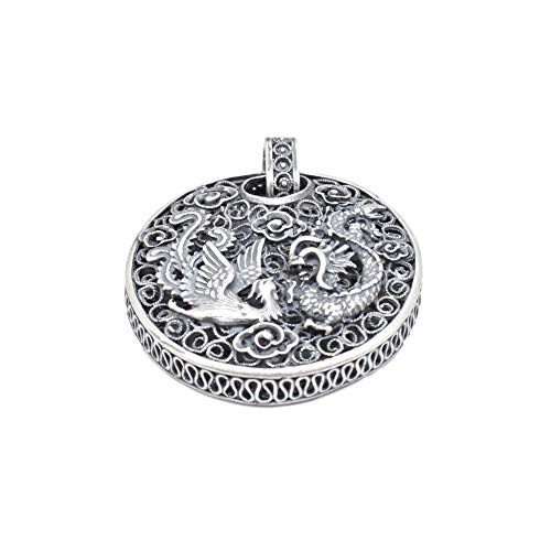 Pendentif dragon phoenix argent porte-bonheur fantasy mixte