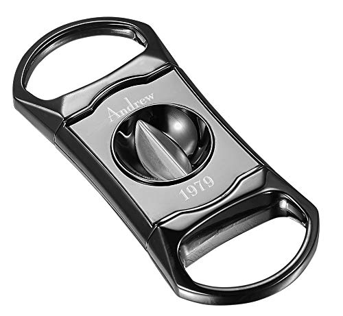 Personalized Visol Caspian Gunmetal Wedge Cigar Cutter with Free Text Laser Engraving