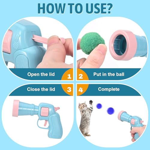 Set Di Lancio Di Giocattoli Per Gatti Con 50 Palline - Gioco Interattivo Con Peluche Per Gatti E Cani - 3