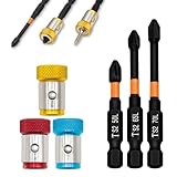 3 Pieces Strong Magnetic Screw Ring With 3 Pieces Ph2 Screwdriver Bit Set, 1/4 Inch/ 6.35 mm Universal Magnetic Screw Ring Bit for Hex Screwdriver and Power Bits