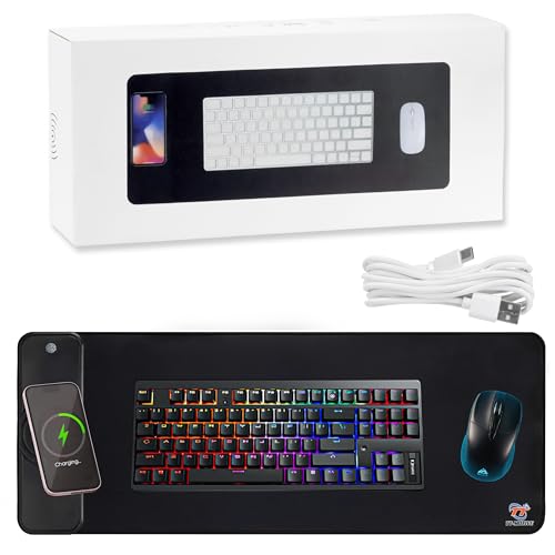 Tappetino Mouse XXL con Ricarica Wireless e Superficie Antiscivolo