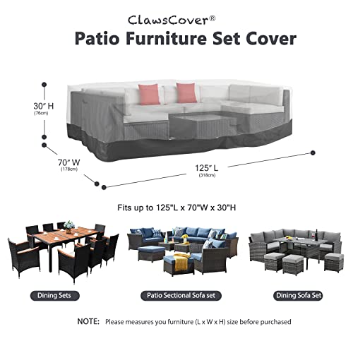 Outdoor Furniture Set Covers Rectangular Waterproof Patio Sectional Sofa Set Cover Heavy Duty All Weather Patio Seating Dining Sets Cover,Fadeless And Durable 600D Polyester Fabric,125" Lx70 Wx30 H #TOP1
