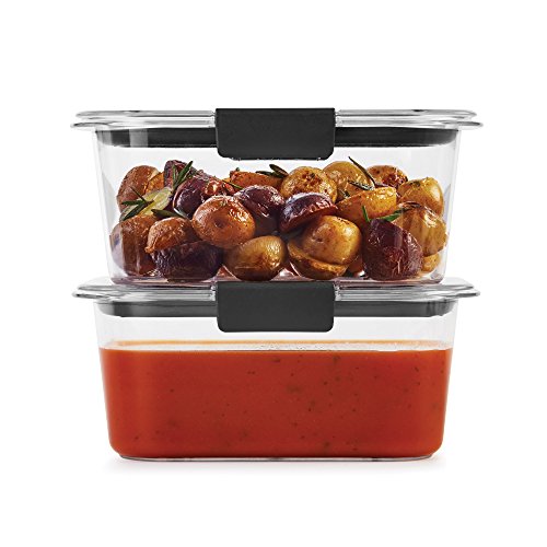 Rubbermaid 2-Piece Brilliance Food Storage Containers With Lids For Lunch, Meal Prep, And Leftovers, Dishwasher Safe, 4.7-Cup, Clear/Grey #TOP3