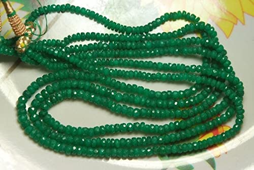 Rondelles émeraude 3.5mm LKBEADS, fil de 14 pouces pour création bijoux