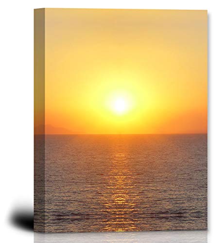 Open Sea Sunset Wall Art For Living Room Decor Framed Sun Falling On Wide Water Painting Sunshine Glow From The Ripples Picture Dusk Seascape Picture Prints (12 X 16 Inch) #TOP1
