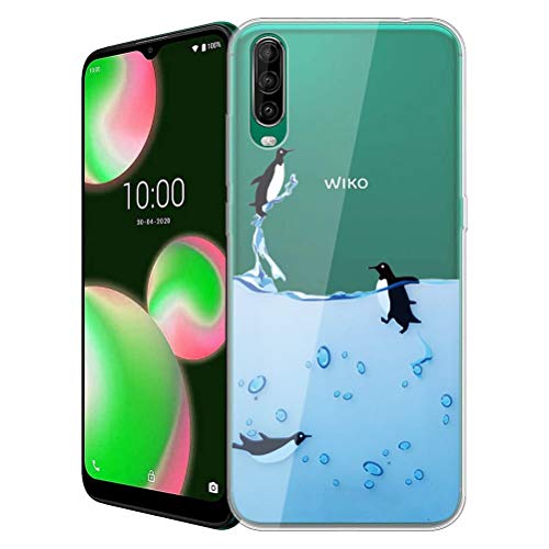 ZhuoFan Coque WIKO VIEW4, Etui en Silicone 3D Transparente avec Motif Dessin Antichoc TPU Housse de Protection Case Cover pour Téléphone WIKO VIEW4, Pingouins