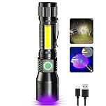 UV Flashlight Black Light, 3-in-1 Magnetic Flashlight Rechargeable, High Lumen Tactical LED Flashlight, 7 Modes Waterproof UV Light for Camping Emergencies Pet Urine Detection