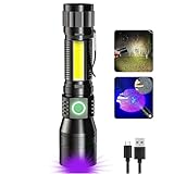 UV Flashlight Black Light, 3-in-1 Magnetic Flashlight Rechargeable, High Lumen Tactical LED Flashlight, 7 Modes Waterproof UV Light for Camping Emergencies Pet Urine Detection