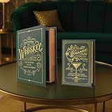 American Art Decor Faux Leather Embossed Book Storage Set - The History of Whiskey & The Drunken Botanist Decorative Vintage-Style Hidden Storage Boxes for Coffee Table & Living Room