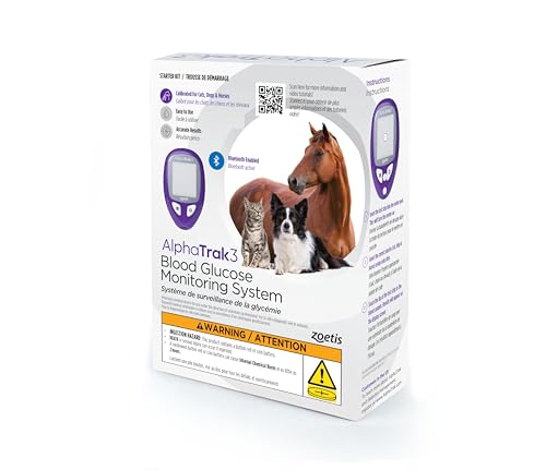 AlphaTrak 3, 8-Piece Pet Blood Glucose Monitoring Kit for Diabetic Cats, Dogs, and Horses, All-in-One Solution for in-Clinic or at Home with Digital Results