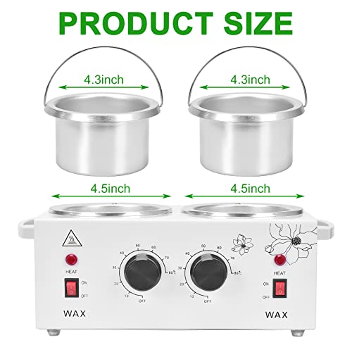 Panghuhu88 Panghuhu88 Double Professional Wax Warmer Pot,Dual Parrafin Waxing Machine, SPA Equipment Adjustable Temperature, Facial Skin Hair Removal Tool Set - Thumbnail 2