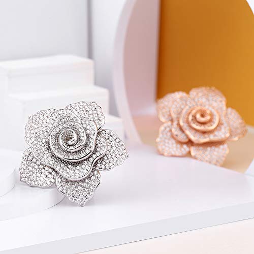 Deelan DLR218 Fashion Ring For Women Wedding Engagement Flower Rose Gold Platinum Zircon Crystal Statement Jewelry Rings thumb #2