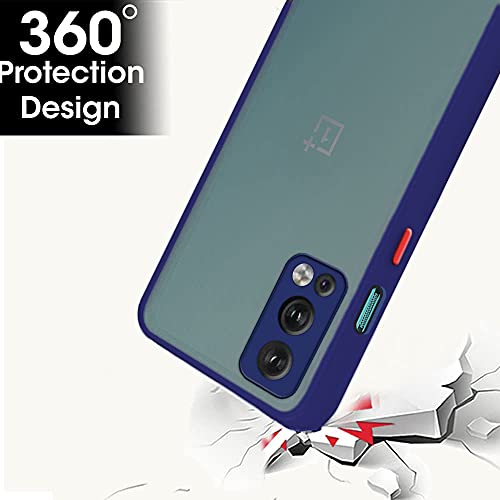 Image of TheGiftKart Hybrid Back Cover Case for OnePlus Nord 2 5G / OnePlus Nord 2 5G Pac-Man Edition | Smoked Matte Back | 360 Degree Protection | Protective Hard Back Cover Case (PC & TPU, Blue Bumper)