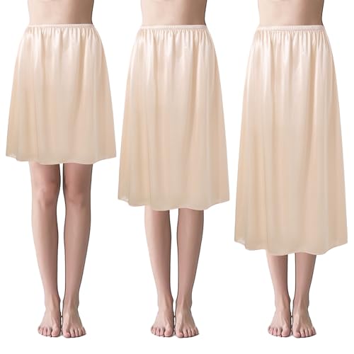 Coucoland Half Slips for Under Dresses - 3 Pieces Shirt Extenders Elastic Waist Underskirt Comfortable Adjustable Half Slip