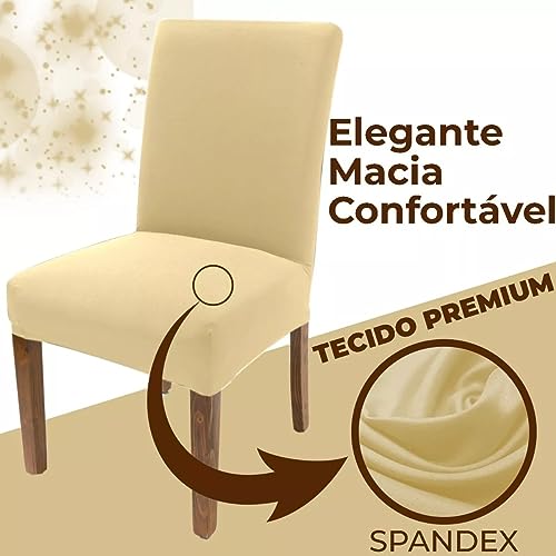 Kit 6 Capas Para Cadeira Jantar Com Elástico (Palha)