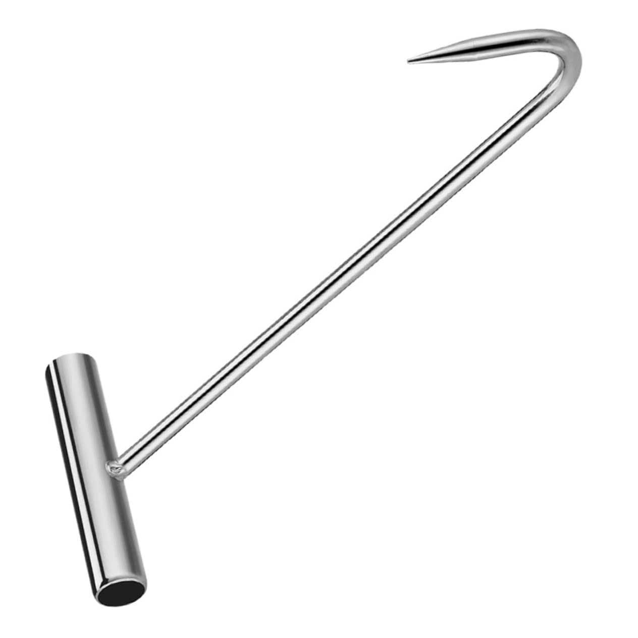 PRETYZOOM Heavy Duty T Shaped Metal Handheld Hook for Efficient Manhole Cover Lifting Ergonomic Grate Removal Tool Galvanized Finish Multipurpose Drain Lifting Hook